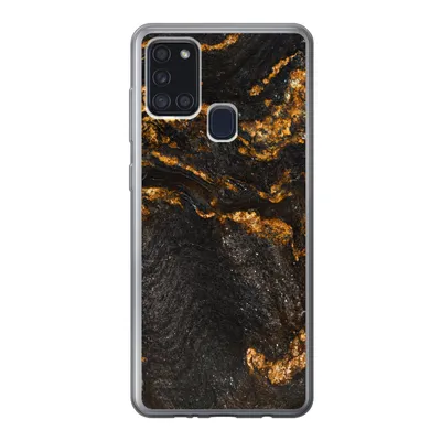 Produktbild von MuchoWow® Handyhülle Schutzhülle Hülle für Samsung Galaxy A21s Marmor - Limette - Schwarz - Gold - Marmoroptik - Luxus Silikon Softcase Handy Hülle - Hartschale