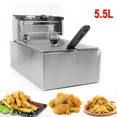 Produktbild von Profi Fritteuse - Elektrische 6 l Tischfritteuse - Edelstahl - Einfache Wanne - 2500 W 220 V 50 Hz - Für Restaurant Imbiss Küche
