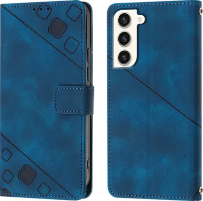 Produktbild von Hülle für Samsung Galaxy S23+ Prägung Flip Leder Brieftasche Schutzhülle mit Ständer Blau