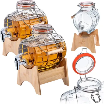 Produktbild von KADAX Glasfass 3L Fasskessel für Getränke Wodka Wein Moonshine Limonade 2x