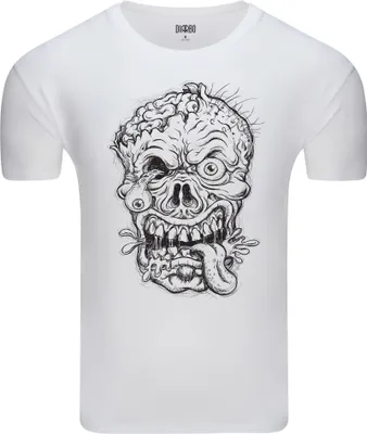 Produktbild von Diarbo Herren T-Shirt mit Lustiger Druck Zombiegesicht Weiß Gr.3XL