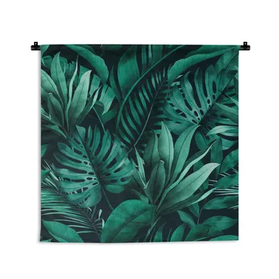 Produktbild von MuchoWow® Wandteppich Wandbehang Dschungel - Pflanzen - Blatt - Junge - Mädchen - Kind 120x120 cm Tapisserie Dekoration Wandtuch - Modern - Baumwollgewebe