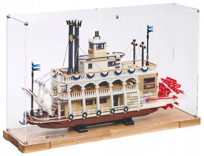 Produktbild von Blacked Brick WOOD Vitrine für LEGO® 21356 Ideas – Flussdampfer