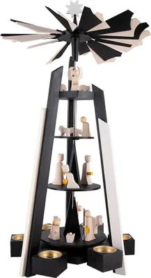 Produktbild von 4-stöckige Pyramide Christi Geburt - schwarz-weiß (60cm) von ULMIK
