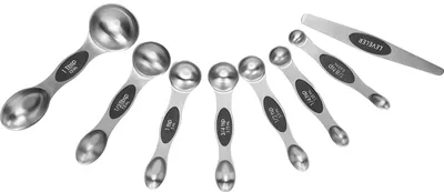 Produktbild von Messlöffel-Set, doppelköpfiger magnetischer Messlöffel mit schwarzem Griff zum Backen und Würzen