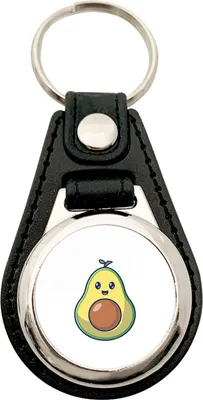 Produktbild von Huuraa Schlüsselanhänger Avocado Comic Metall mit Kunstleder Schlüsselring Einkaufswagenchip Geschenkidee