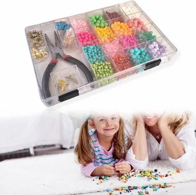 Produktbild von Famanu Perlen-Set für Armbänder - 16 bunte Perlen und Zubehör