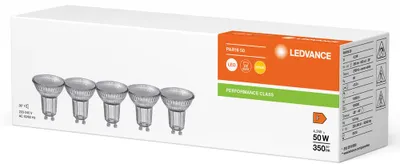 Produktbild von 5 x Ledvance LED Glas Reflektoren 4,3W = 50W GU10 350lm warmweiß 2700K 36°