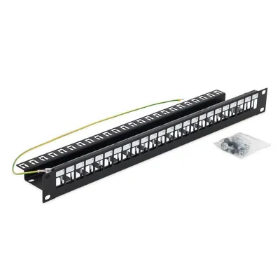 Produktbild von 19" 1HE Patchpanel für bis zu 24 Keystone-Module, schwarz