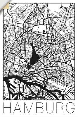 Produktbild von ARTland Wandbild, selbstklebend Retro Karte Hamburg Deutschland Größe: 40x60 cm