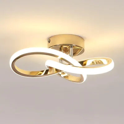 Image de Comely, plafonnier LED moderne, 22W, 2500 lumens, couleur or, finition naturelle, température de couleur 4500K
