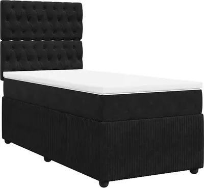 Produktbild von vidaXL Boxspringbett mit Matratze Schwarz 90x200 cm Samt