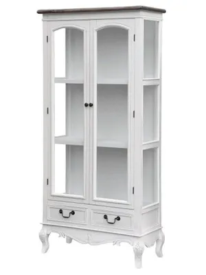 Produktbild von Rimini Massivholz Vitrine Paulownia Weiß / Dunkelbraun