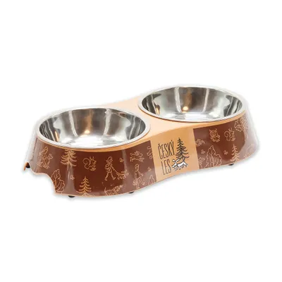 Obrázek produktu pro Akinu ČESKÝ LES melaminová miska s nerez vložkou M 2x400ml hnědá