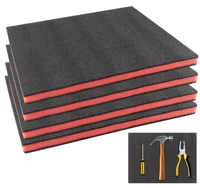 Schaumstoffeinlagen 40x30x2,5 cm, 4 Stück, schwarz/rot
