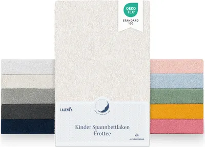 Immagine prodotto di Laleni set di 2 lenzuola in spugna 42x81cm - lenzuola certificate Oeko-TEX, lenzuola senza pieghe per culla, lettino e cesta Mosè, avorio