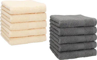 Produktbild von Betz 10 Stück Seiftücher 30x30 cm PREMIUM 100% Baumwolle Farbe: beige und anthrazit