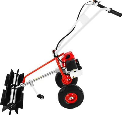 Image de Balayeuse à essence - Balayeuse à conducteur marchant - Moteur 43 cm³ - Pour gazon synthétique - Allées et trottoirs - Déneigement et ramassage des feuilles