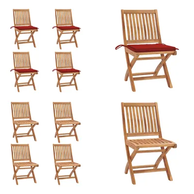 Image de vidaXL Chaises de jardin pliantes avec coussins 4 pcs. Bois massif teck - Chaise de jardin - Chaise de jardin - Chaise en bois