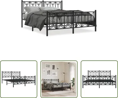 Produktbild von The Living Store Bettgestell mit Kopf- und Fußteil Metall Schwarz 150x200 cm