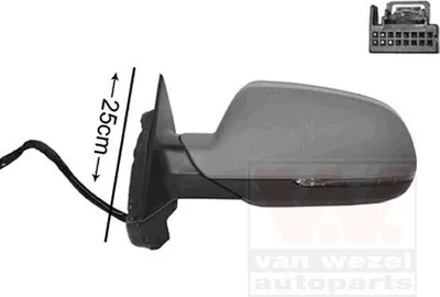 Produktbild von VAN WEZEL 0338805 Außenspiegel Seitenspiegel Links für AUDI A3 Sportback (8PA) Asphärisch Beheizt Grundiert