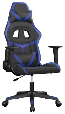 Produktbild von vidaXL Gaming-Stuhl mit Massagefunktion Schwarz und Blau Kunstleder