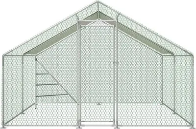 Produktbild von Hühnerstall XXL 3x4m mit Dach – Großes Freilaufgehege aus Metall & Voliere mit Klettergerüst, Sicherheitsschloss und wasserdichter Abdeckung für Hühner