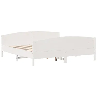 Produktbild von Massivholzbett ohne Matratze Weiß 200x200 cm Kiefernholz