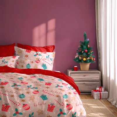 Produktbild von Bettwäsche Weihnachten Winter Wendebettwäsche Garnitur 140 x 200 cm + 70 x 90 cm - Ho Ho Ho
