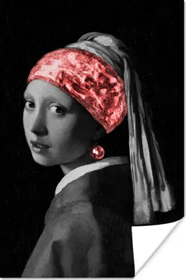 Produktbild von MuchoWow® Poster Das Mädchen mit dem Perlenohrring - Johannes Vermeer - Rot 40x60 cm - Plakate für die Wand - Poster Babyzimmer