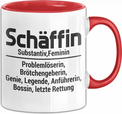 Produktbild von Chefin Tasse Geschenk Schäffin Geschenkidee Für Die Beste Chefin Kaffee-Becher (Rot)