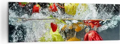 Produktbild von Bild auf Leinwand - Leinwandbild - Früchte Wasser Spritzer Essen - 160x50cm - Wand Bild - Wanddeko - Leinwanddruck - Bilder - Kunstdruck - Wanddekoration - Leinwand bilder - Wandkunst - AB160x50-2972