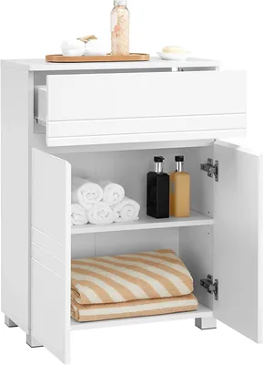 Produktbild von Songmics Badezimmerschrank mit Schublade verstellbar Weiss