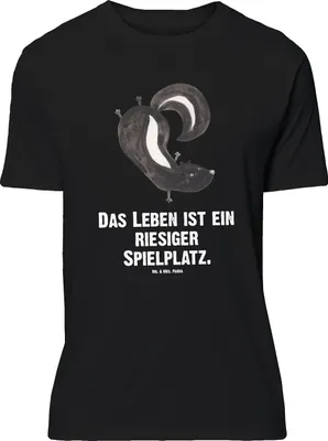 Produktbild von Mr. & Mrs. Panda Größe L T-Shirt Stinktier Handstand - Schwarz - Geschenk, Skunk, Raubtier, Stinker, Tshirt, Spielplatz, mit Spruch, Shirt, Wildtier