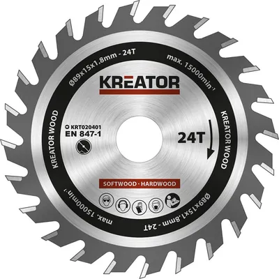Produktbild von Kreator 89x15x1.8 Mm 24t Kreissägeblatt Für Holz Silber Silber One Size