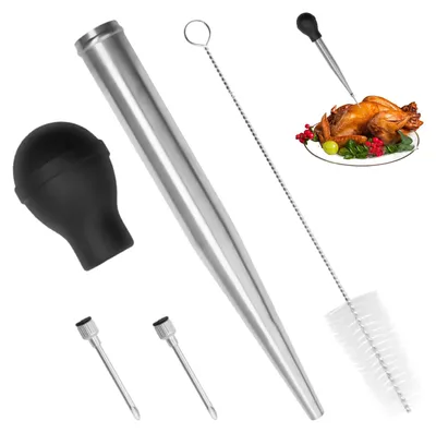 Geflügelspritze aus Edelstahl, 1 Set, Gewürzspritze, 26,5 cm