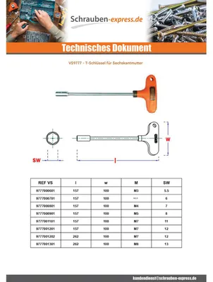 Produktbild von T-Schlüssel Für Sechskantmutter 6x157