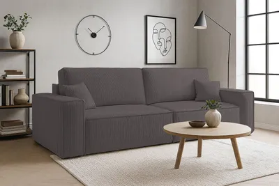 Produktbild von VENASI Schlafsofa mit Schlaffunktion Hugo, Dunklegrau Cordstoff