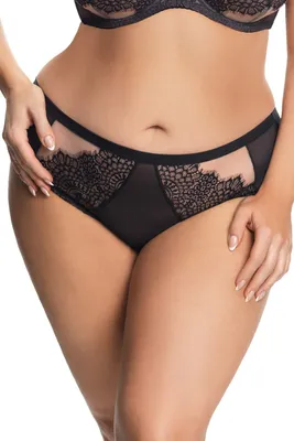 Produktbild von Gorsenia Dame Slip Spitze Netz Voll Elegant Klassisch Unterwäsche K678 Ravenna, Schwarz, L