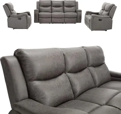 Produktbild von Happy Home Polstergarnitur 3tlg. mit 5 Relaxfunktionen - Grau