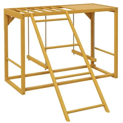 Produktbild von Spielgerät für Hühner im Stall – Klettergerüst – Hühnerstall mit Schaukelleiter – Geeignet für 3–4 Hühner – Maße: 100 x 110 x 70 cm – Naturholzfarbe