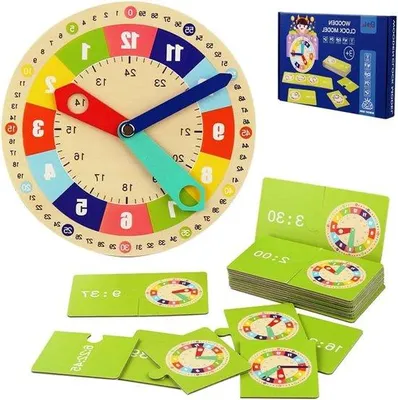 Obrázek produktu pro Dřevěné montessori hračky pro děti k učení – dřevěné výukové hodiny