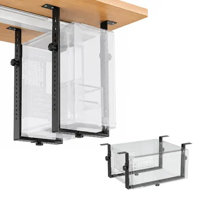 Produktbild von Verstellbare PC-Halterung 50 cm - Unter dem Tisch - CPU-Halter - Tragfähigkeit 35 kg