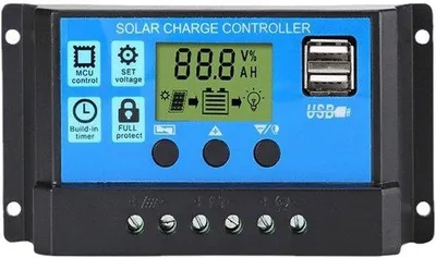 Obrázek produktu pro Solární regulátor nabíjení – 30 A – pro domácí použití – černý – 12 V/24 V – LCD displej