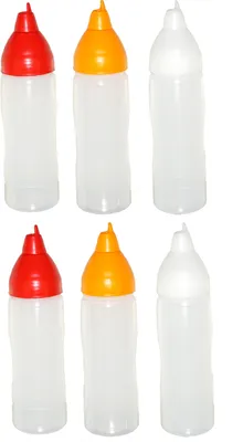 Image de 2 bouteilles à écraser jaunes/rouges/transparentes de 350 ml sans gouttes Bouteilles de ketchup Bouteille de moutarde Bouteille de mayonnaise