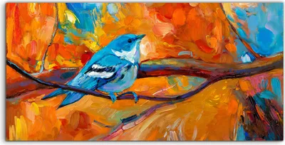Produktbild von Coloray Glasbild 140x70  Wandbild Glasbilder Foto Bild groß Blau Vogel Tier Natur