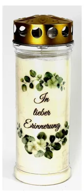 Produktbild von Grabkerze mit 7 Tagen Brenndauer, schöne Grablichter mit Motiv, Grabkerzen mit Deckel, wetterfester Grabschmuck, Trauerkerzen mit Spruch, Friedhofskerzen