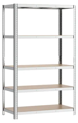 Produktbild von Wiltec Schwerlastregal 120x60x204cm, 200kg/Ablage, Steckregal verzinkt aus Stahl, Lastenregal mit 5 Ablagen, Werkstattregal