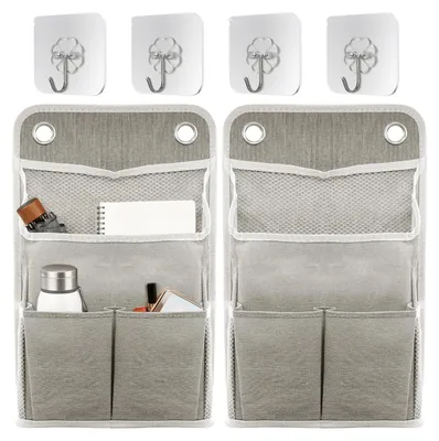Productafbeelding van Hangerorganizer met 4 haken - 2 stuks ophangzak voor wandmontage - Wandorganizer, hangend