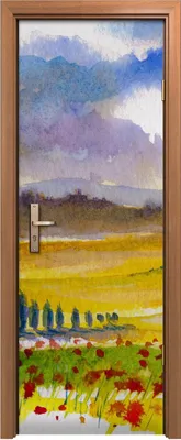 Produktbild von Türposter 70x200 cm Türaufkleber Türtapete Türfolie Klebefolie Toskanische Landschaft Aquarellmalerei